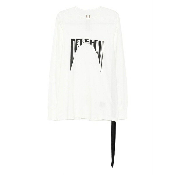 リックオウエンス メンズ プルオーバー トップス Long-sleeve logo-print t-shirt White