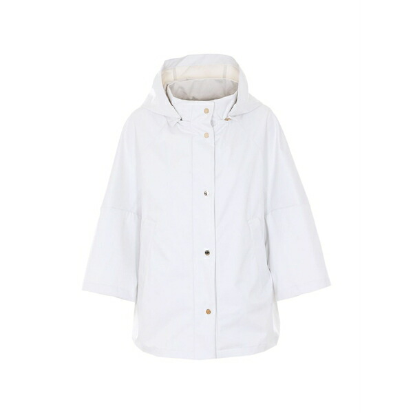 ムーレー レディース 厚地の外套 アウター Button removable hood coat  White