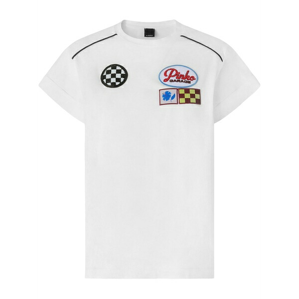 ピンコ レディース プルオーバー トップス Logo-appliqu￡ t-shirt  White
