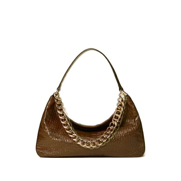 ツイン書き割り レディース ショルダーバッグ 御徒面子 Liliane crocodile-effect chain shoulder bag Green