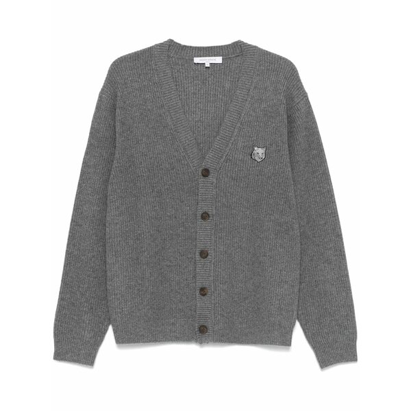 棲み家 狐狸 メンズ ジレー アウター Bold fox head-patch cardigan Grey