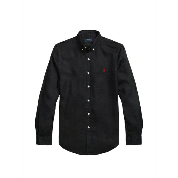 ラルフローレン メンズ プルオーバー トップス Embroidered-logo button-down shirt Black