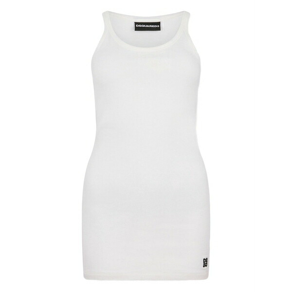 ディースクエアード レディース ワンピース トップス Crew-neck mini dress White|asty