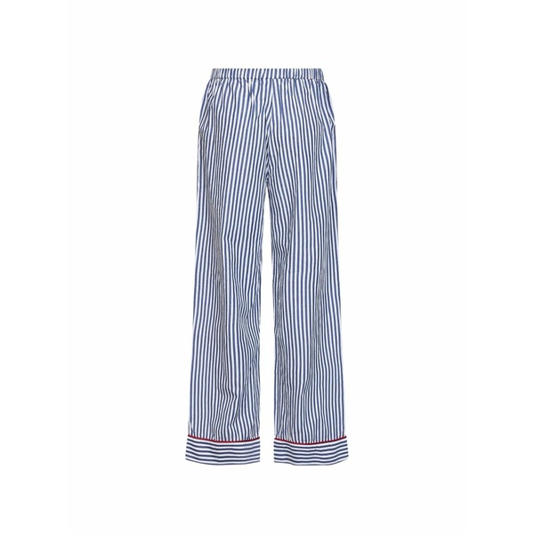 エムシーツーセイントバース レディース 心地よいズボン下 ボトムス Striped cotton straight trousers Blue