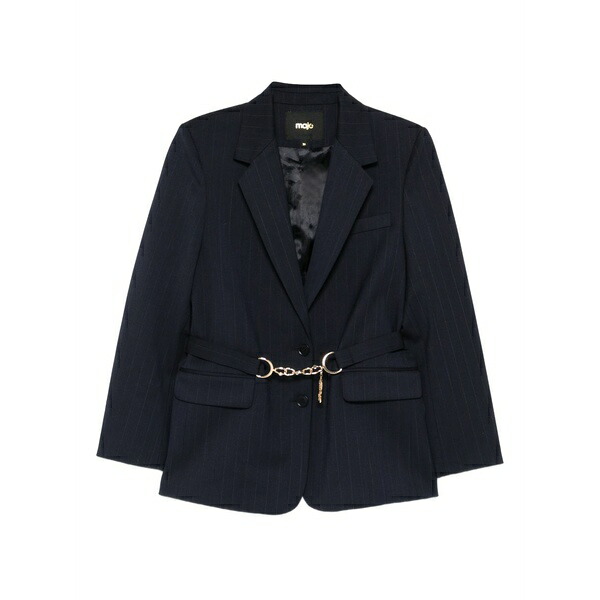 マージュ レディース 上衣＆上衣 アウター Pinstripe single-breasted blazer Blue