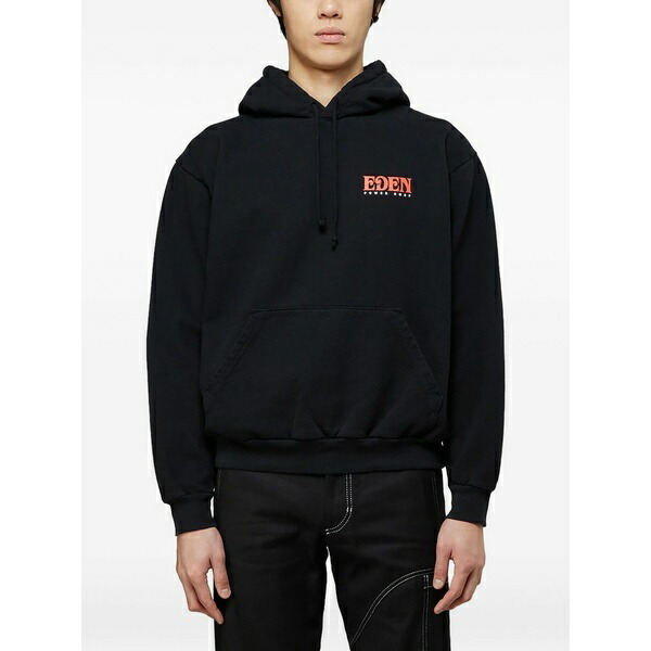 エデン 力強さ 生活協同組合 メンズ パーカー・スウェットシャツ アウター Logo-print drawstring hoodie Black