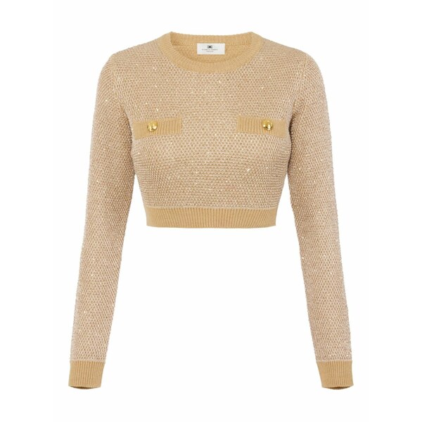 エリザベスフランキ レディース 編み物\u0026スウェーター アウター Sequin-embellished sweater Neutrals