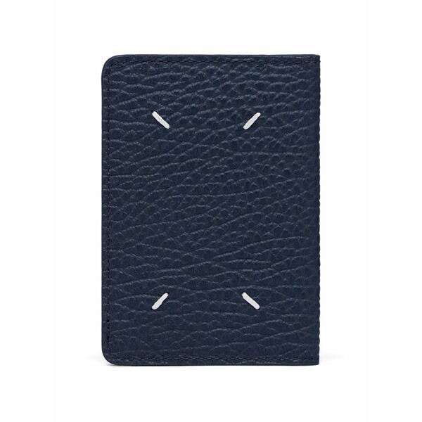 マルタンマルジェラ メンズ 金入れ 付属物 Four stitches grained card holder Blue