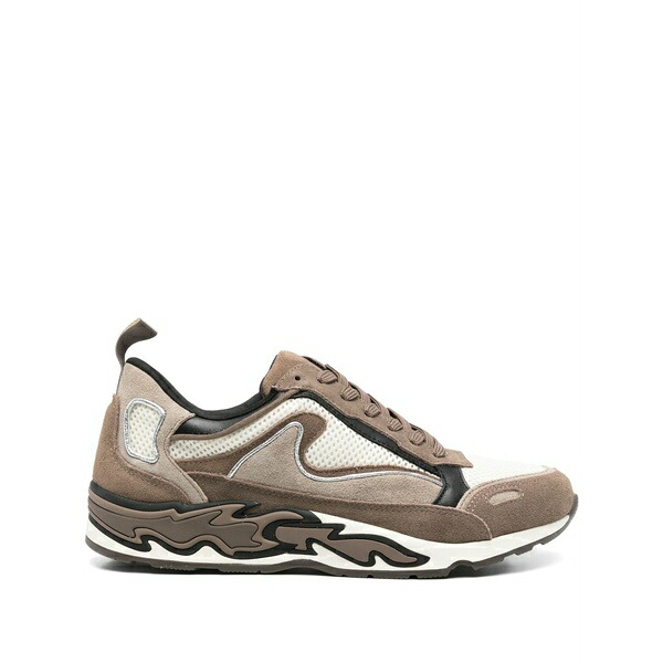砂子ロ レディース スニーカー シューズ Flame mixed-material sneakers Brown