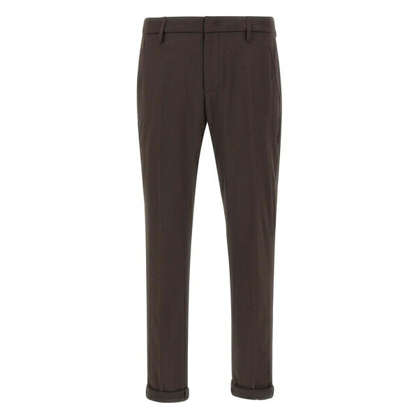 ドンダップ メンズ 心地好いズボン下 ボトムス Buttoned logo-detail pants Brown
