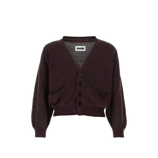 マリアーノ メンズ ジレー アウター Logo-intarsia cotton cardigan Brown