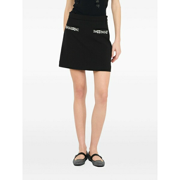 リュージョー レディース スコート ボトムス Rhinestone pocket mini skirt Black