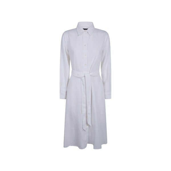 ラルフローレン レディース 衣裳 トップス Belted button-up dress White