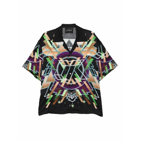ジョン バージニアの州都 メンズ ティーシャツ トップス Geometric-print shirt Black