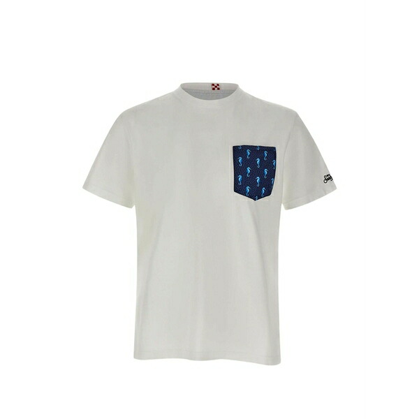 エムシーツーセイントバース メンズ ティーシャツ トップス Seahorse-print pocket t-shirt White