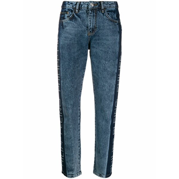 フィリップ飾り気の無い レディース ジーンズズボン下 ボトムス Logo panelled straight-leg jeans Blue