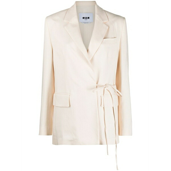 エムエスジイエム レディース 上衣＆上衣 アウター Single-breasted tie-fastening blazer Neutrals