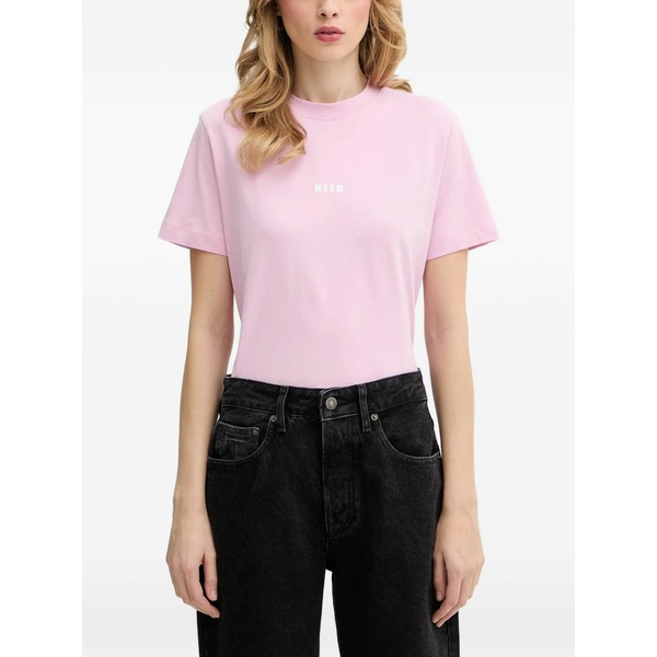 エムエスジイエム レディース ティーシャツ トップス Logo-detail t-shirt Pink