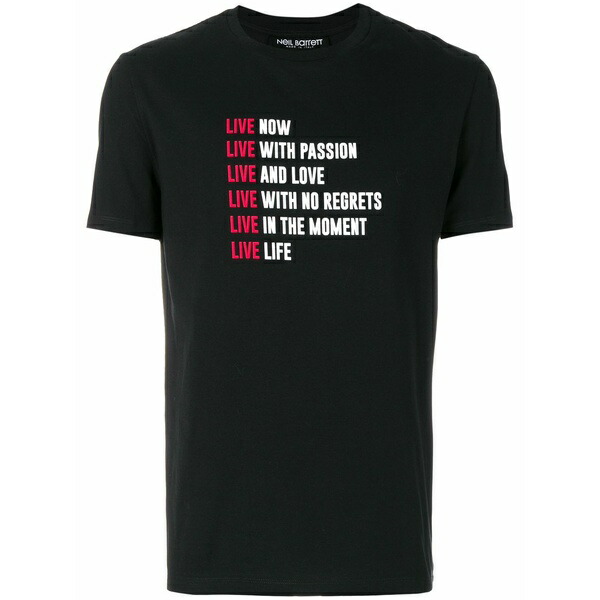 ニールバレット メンズ プルオーバー トップス Slogan print t-shirt Black