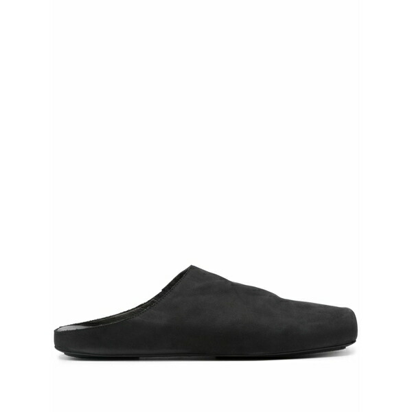 ユマ・一 メンズ サンダル シューズ Square-toe leather slippers Black