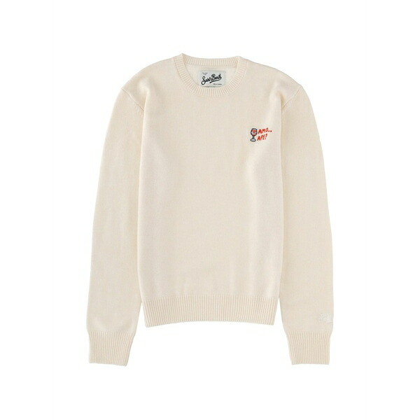 エムシーツーセイントバース レディース 編み物\u0026ティーシャツ アウター Embroidery crew neck sweater White