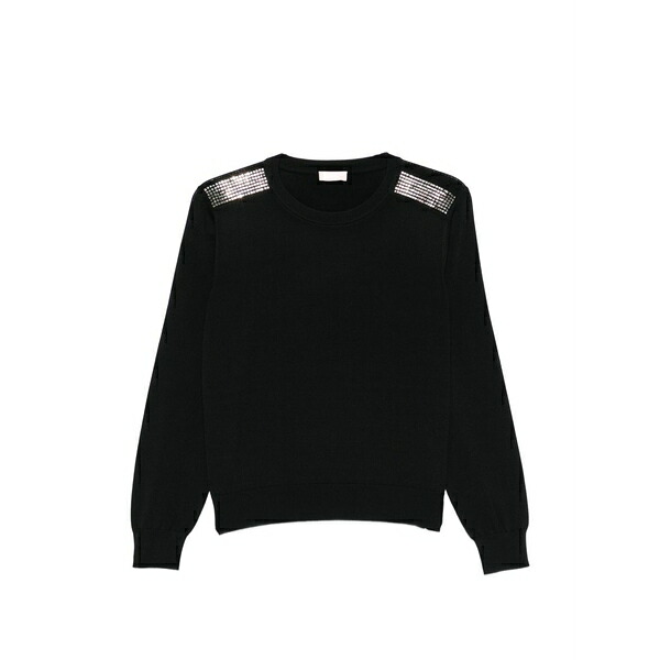 リュージョー レディース 編み物\u0026プルオーバー アウター Crystal-embellished sweater Black