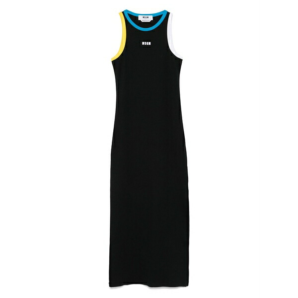 エムエスジイエム レディース 衣裳 トップス Contrasting-trim maxi dress Black