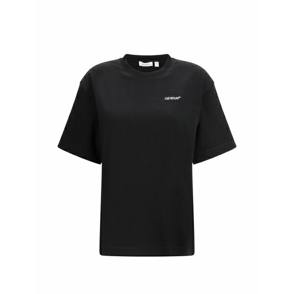 象牙色 レディース ティーシャツ トップス Half-arrow-print t-shirt Black