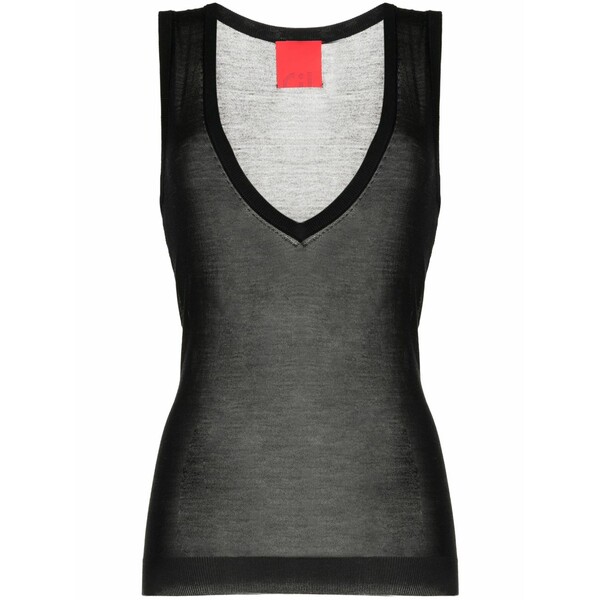 カシミヤ はたご屋 優しいこと レディース カットソー トップス Semi-sheer silk tank top Black
