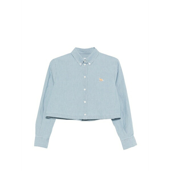 棲み家 狐狸 レディース プルオーバー トップス Embroidered cropped shirt Blue
