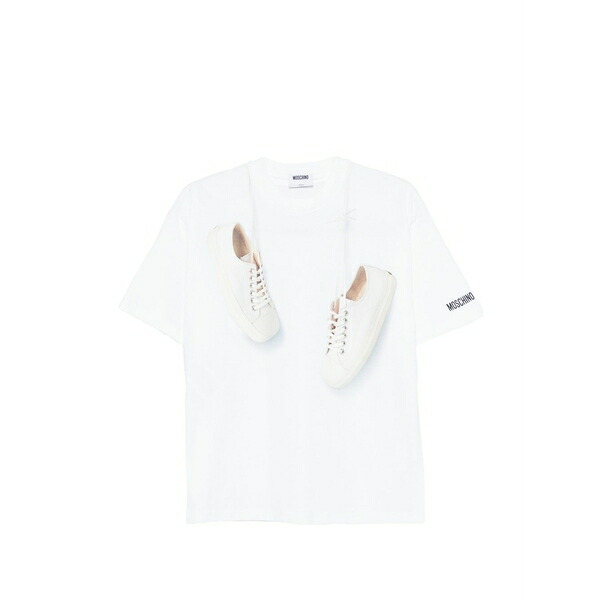 モスキーノ レディース Tシャツ トップス Short-sleeve t-shirt White｜asty