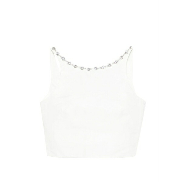 マージュ レディース プルオーバー トップス Crystal-embellished crop top White