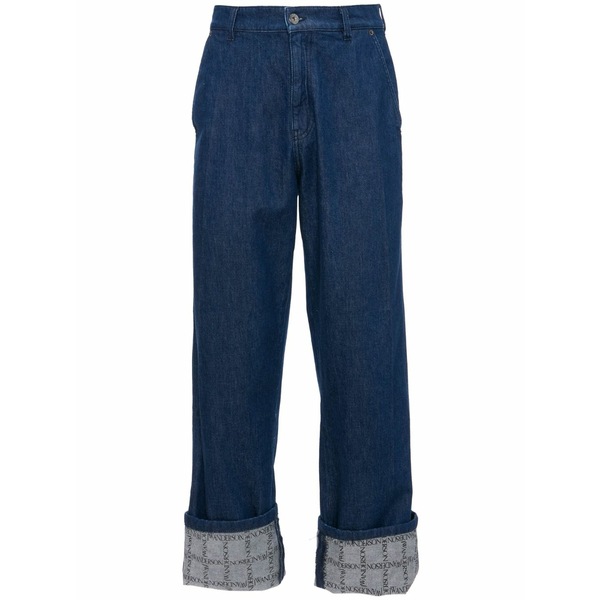 J.W.アンダーソン メンズ 心地よいズボン下 ボトムス Grid-print wide-leg jeans Blue