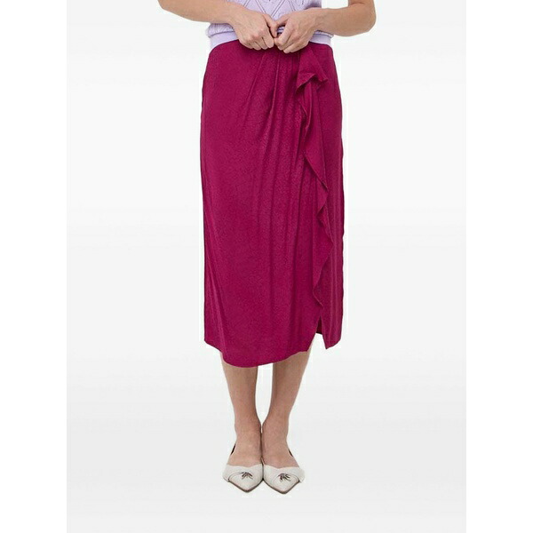 ツイン書き割り レディース スコート ボトムス Ruffled MIDI skirt Pink