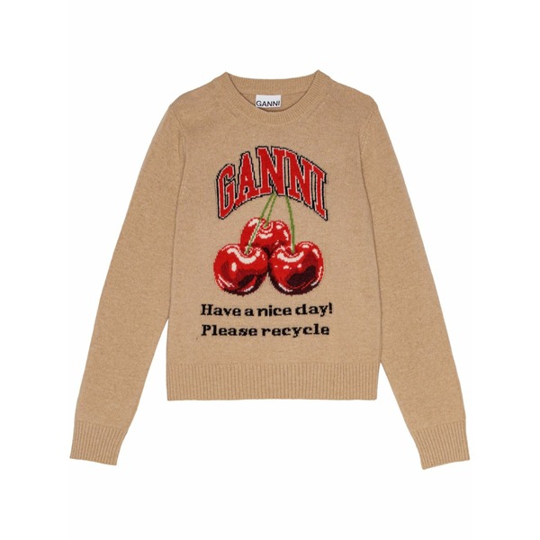 ガニー レディース 編み物\u0026プルオーバー アウター Intarsia-knit cherries jumper Brown