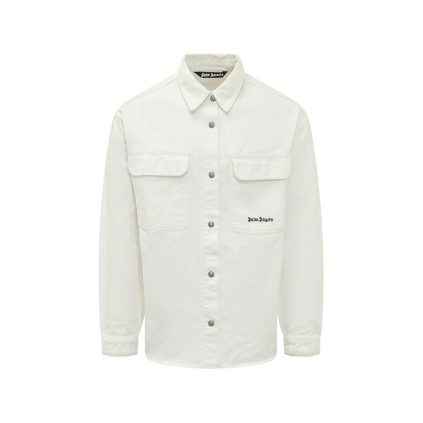 パーム・エンジェルス メンズ シャツ トップス Logo-print loose-fit shirt White｜asty