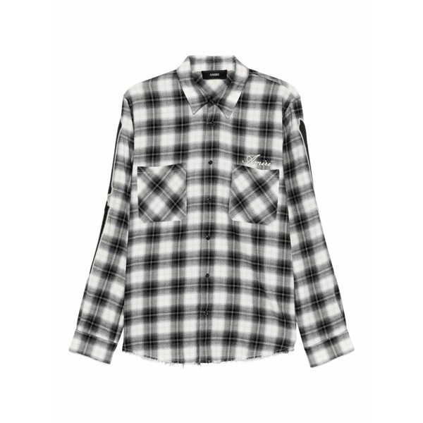 アミリ メンズ プルオーバー トップス Bones-appliqu￡ plaid shirt Black