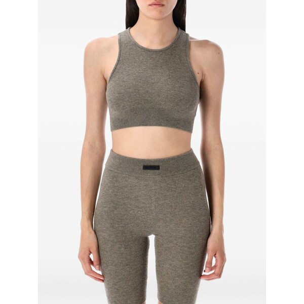 エフオージーエッセンシャルズ レディース カットソー トップス Crew-neck ribbed tank top Grey