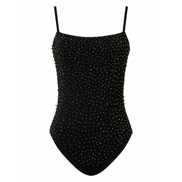 ツイン書き割り レディース 衣裳 トップス Embroidered swimsuit Black