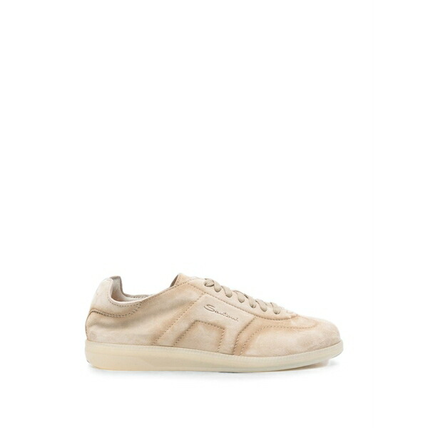サントーニ メンズ スニーカー シューズ Logo-debossed panelled sneakers Neutrals