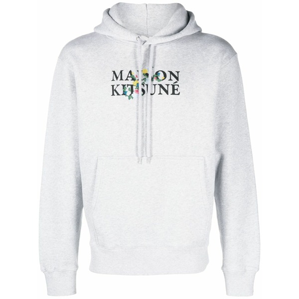住み家 稲荷 メンズ パーカー・スウェットシャツ アウター Logo-print drawstring cotton hoodie  Grey