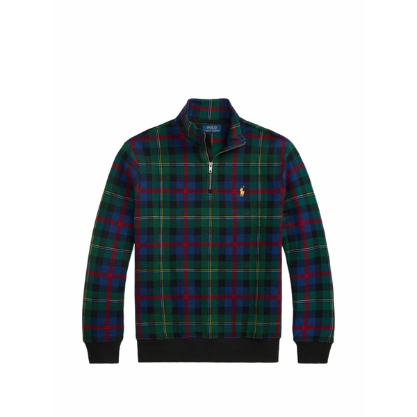 ラルフローレン メンズ パーカー・スウェットシャツ アウター Tartan-pattern quarter-zip sweater Green