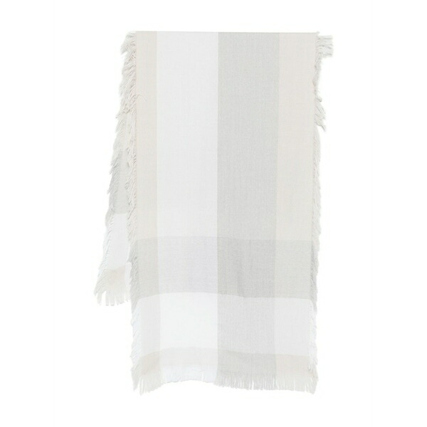 ル トリコット ペルー共和国ジャ レディース 消音装置・袈裟・えり巻き 佩び物 Checked-pattern fringed scarf Neutrals