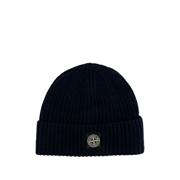 ストーンアイランド メンズ かぶり笠 佩び物 Logo-patch beanie Blue