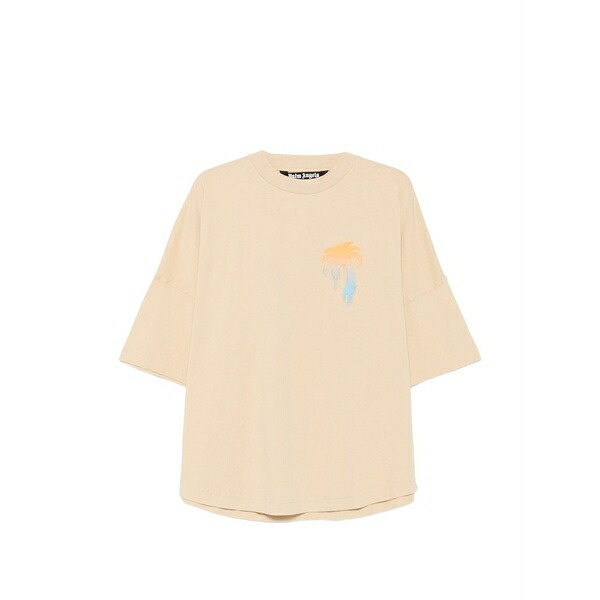 パーム・エンジェルス メンズ ティーシャツ トップス Logo-print drop-shoulder t-shirt Neutrals