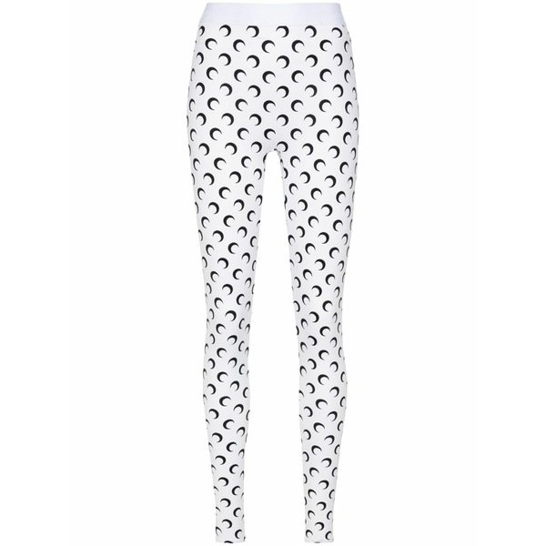 米国海兵隊員 独居室 レディース 心地好いズボン下 ボトムス Moon-print leggings White