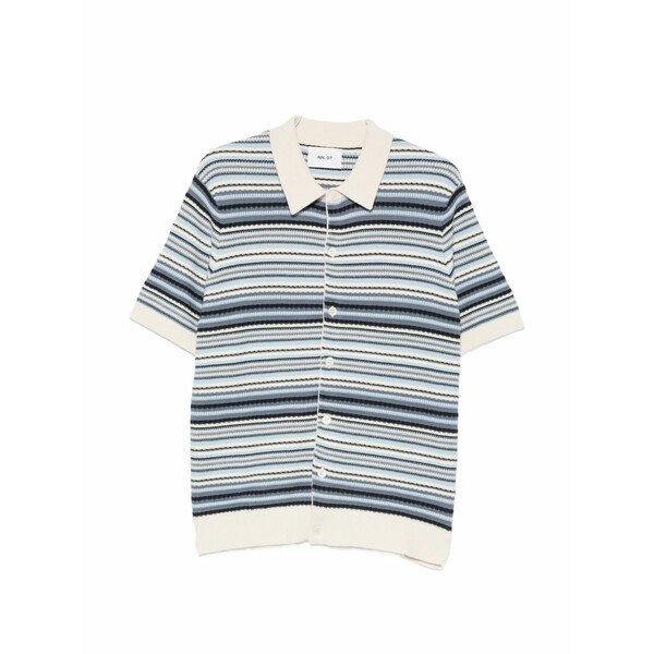 エヌエヌ77 メンズ プルオーバー トップス Nolan 60019 striped knitted shirt  Blue