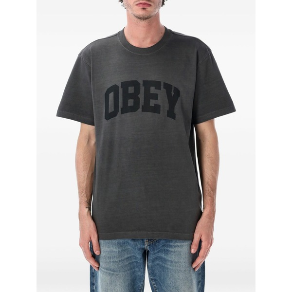 オベイ メンズ ティーシャツ トップス Collegiate logo-print t-shirt Grey