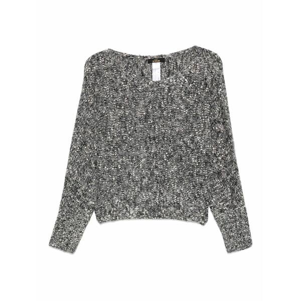 ツイン書き割り レディース 編み物\u0026ティーシャツ アウター Speckled-pattern knit top Black