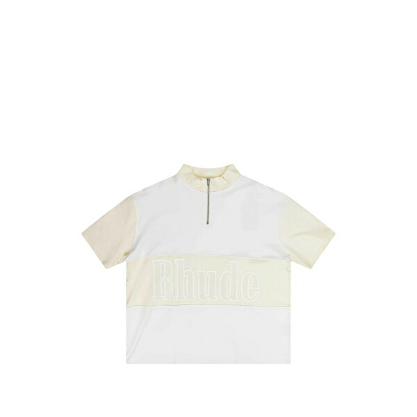 ルード メンズ ティーシャツ トップス Panelled zip-neck t-shirt White